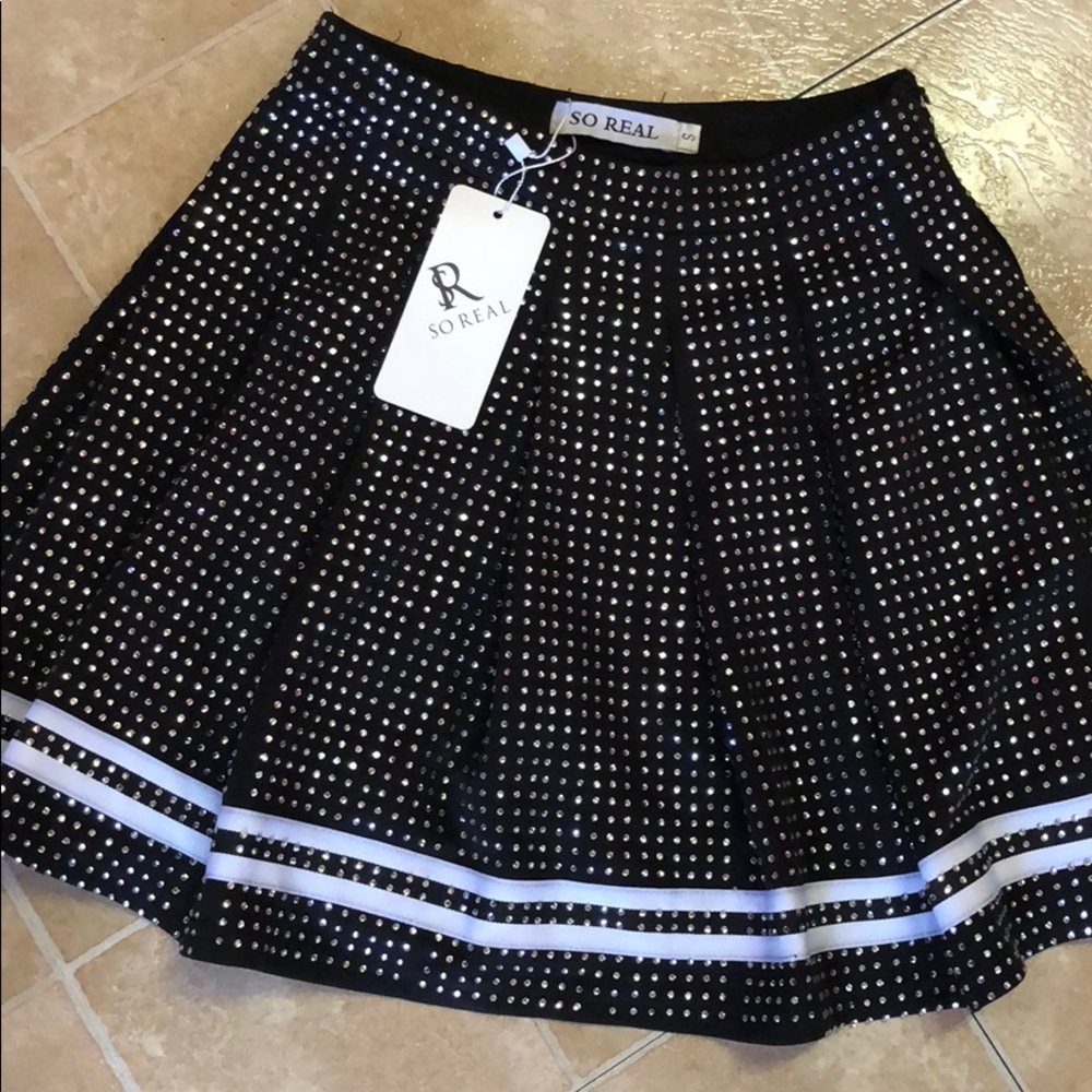 So Real Pleated Swarovski Skirt